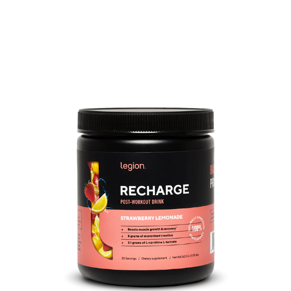 Athlete drinking Recharge after a workout