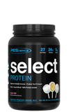 A container of Select Protein powder by PEScience with the flavor lemon-lime indicated on the label.