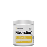 A container of Bucked Up Fiber Stim Powder with Caffeine, featuring the brand logo and product information.