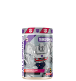 A container of Transformers-themed hydration supplement powder with a character illustration on the label.