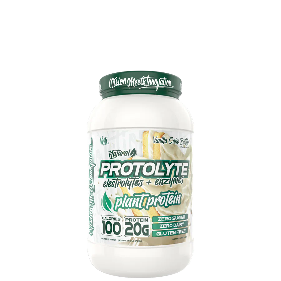 protolyte Plant-Based Protein tub with fresh ingredients