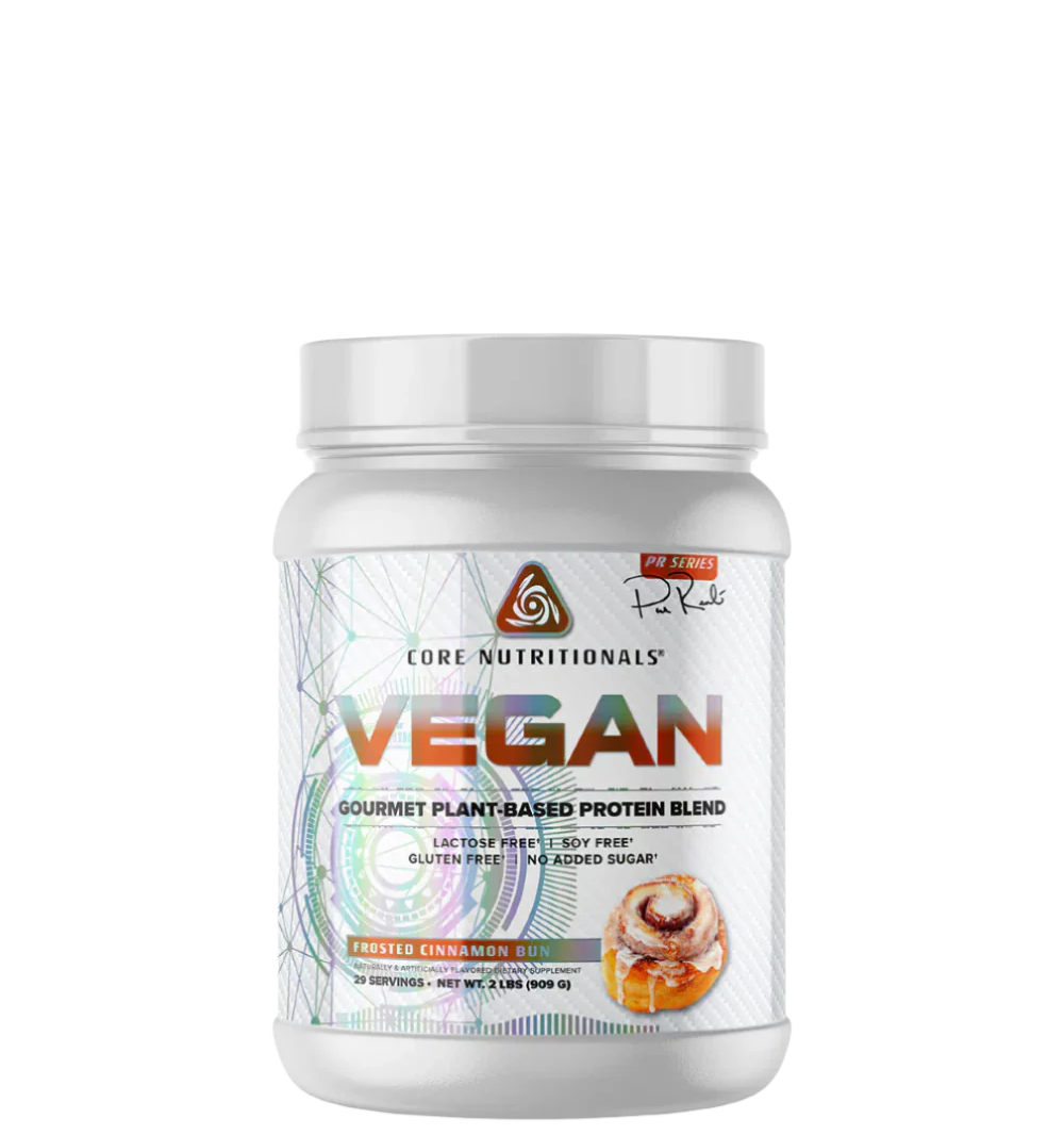 Vegan plant-based protein tub with clean white label
