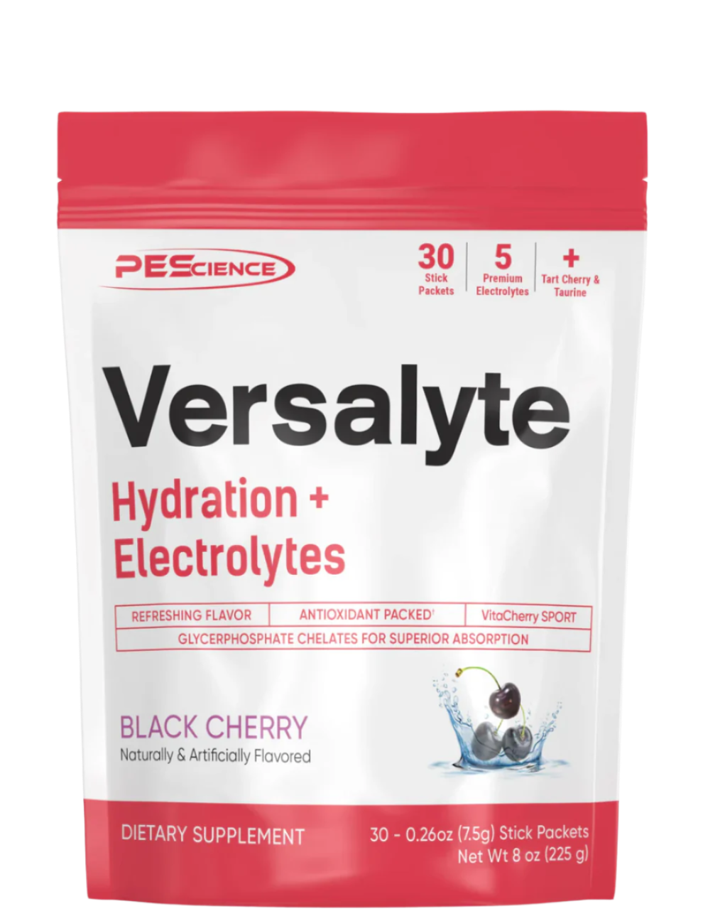 Versalyte electrolyte supplement pouch or tub on white background